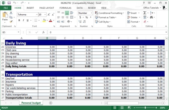 personal budget percentage excel template