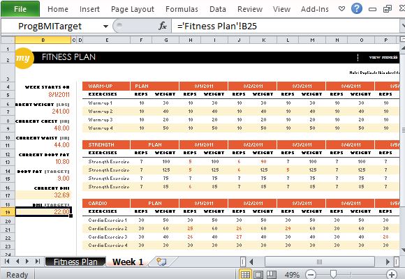 Free Fitness Plan Maker for Excel