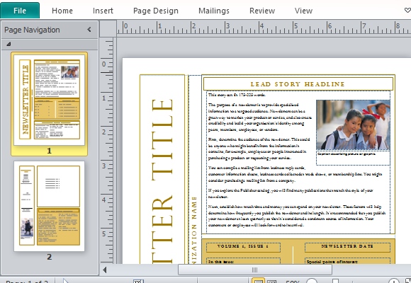 One Page Newsletter Templates Microsoft Office