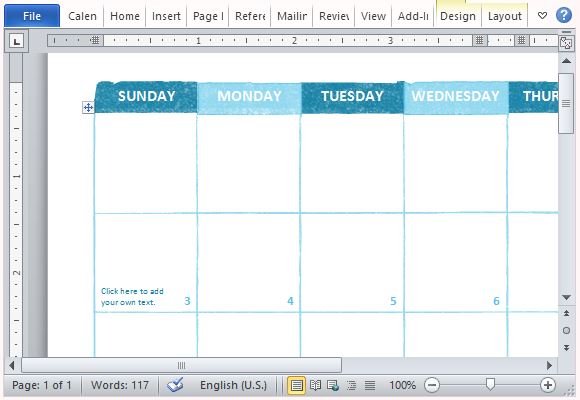 free microsoft word calendar template