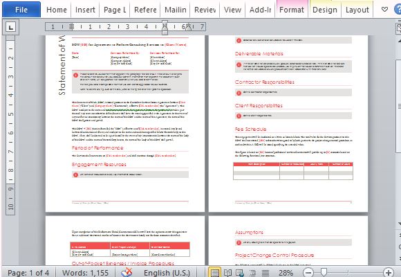 Statement Of Work Template For Microsoft Word