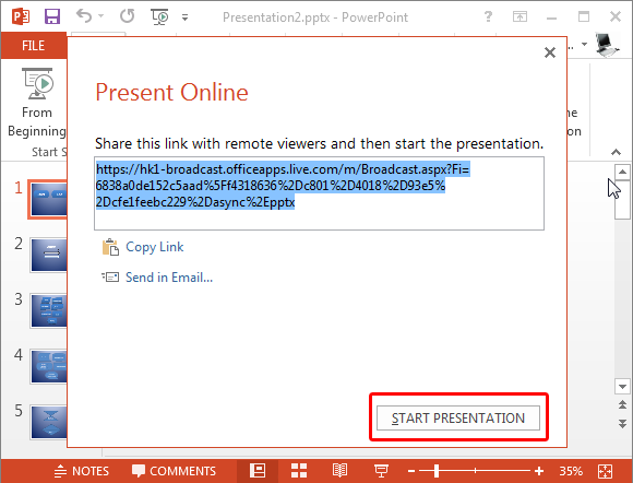 Broadcast live PowerPoint presentations online