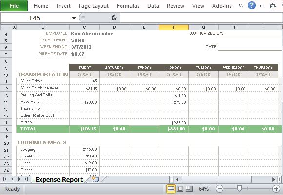 daily expenses excel template