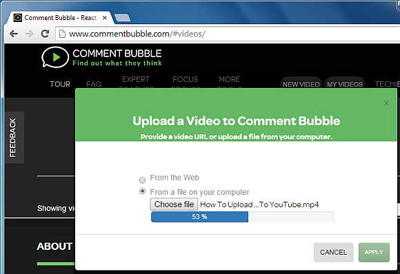 Upload video to Comment Bubble