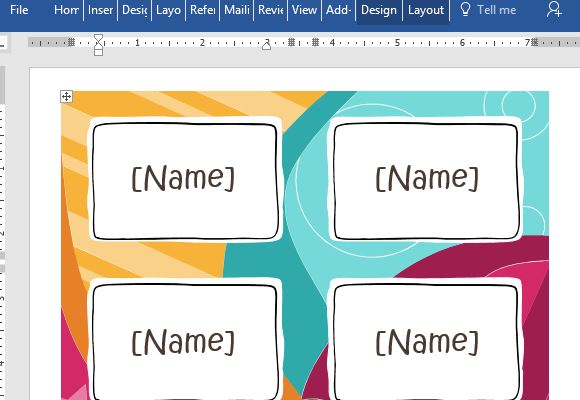 how to print name labels from word