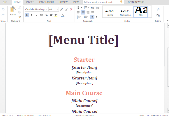 How To Make A Menu In MS Word