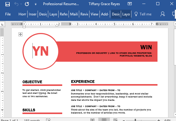 professional resume template in word