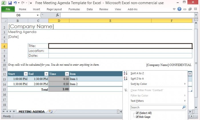 Excel Agenda Template from freeofficetemplates.com