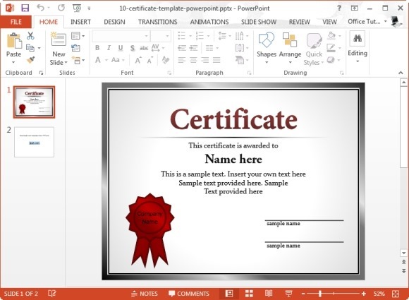 free certificate powerPoint template