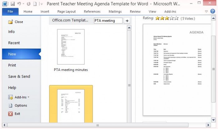  Parent Teacher Meeting Agenda Template For Word