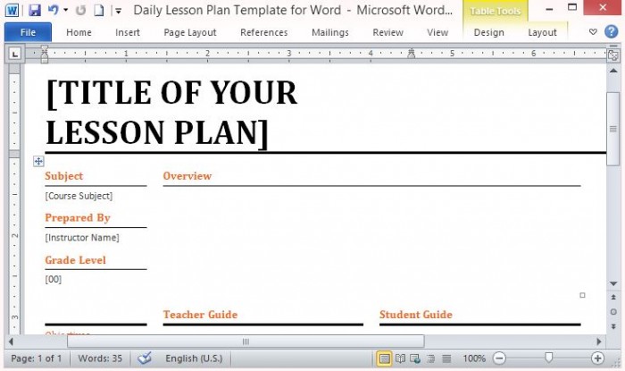 Plan a Daily Lesson Plan for an Organized Class
