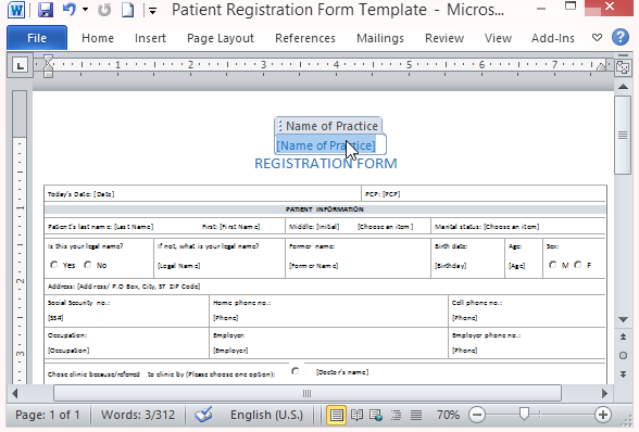 Free Patient Registration Form Template