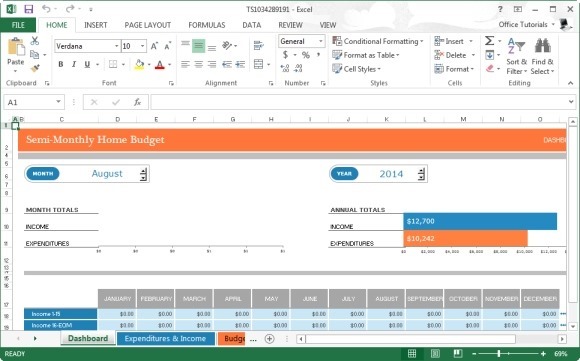 Monthly Home Bud Template For Microsoft Excel 2013