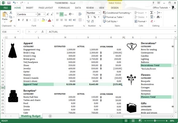 calculate wedding expenditure