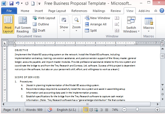 modern microsoft word template for business proposal