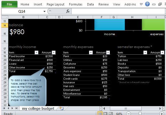 Conveniently Record Income, Expenses with Semester Expenses