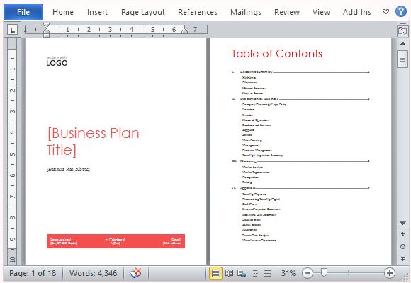 business plan in ms word