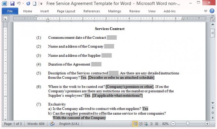 Simple and Standard Services Contract