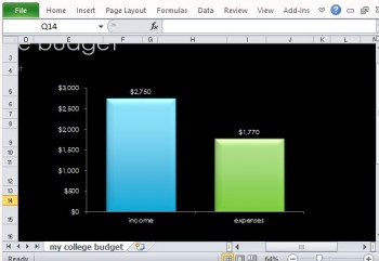excel income expense bar chart report