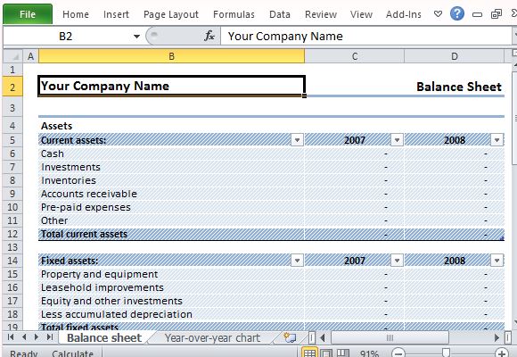 Beautiful, Professionally Designed Balance Sheet Template