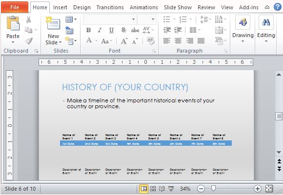 Present Country's Colorful History in a Timeline