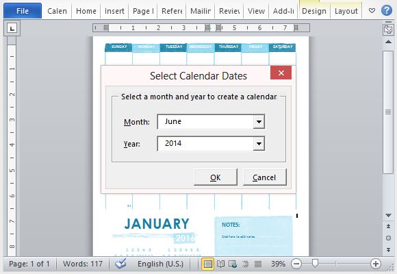 Change Year In Word Calendar Template