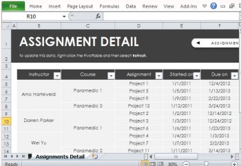 how to create assignment tracker in excel