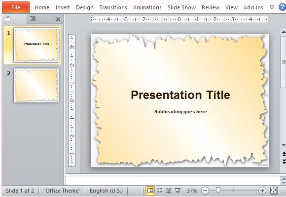 Broken Edges PowerPoint Template for Travel to History Presentations