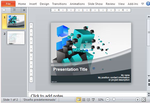 Futuristic and Geometric 3D Cubes PowerPoint Template