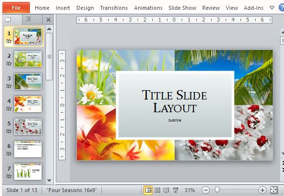 Show the Beauty of Nature with This Four Seasons Template for PowerPoint