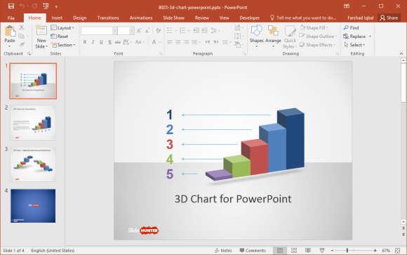 3D Bar Chart PowerPoint Template