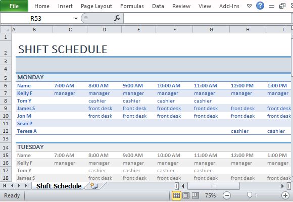 Employee Shift Schedule Template For Excel