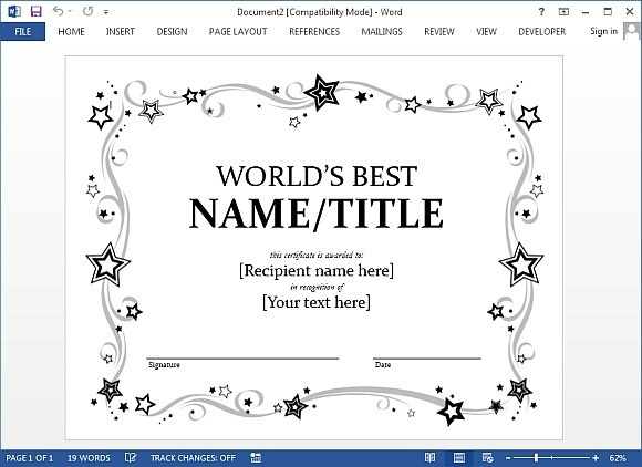 awards certificate template free