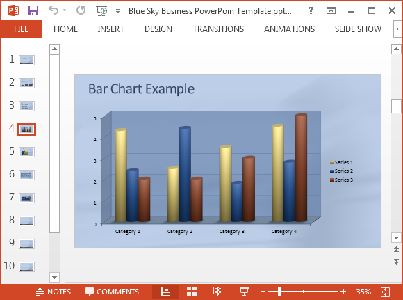 Bar chart with blue sky background