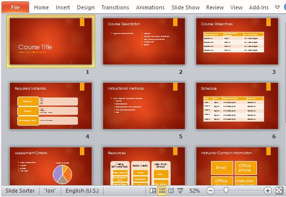 Academic Course Template For PowerPoint   Beautifully And Sensibly Organized Presentation Template 