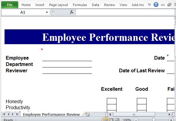 Beautifully and Professionally Designed Employee Performance Review Template