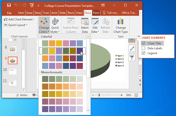 Change colors of chart of college-course-template-for-PowerPoint