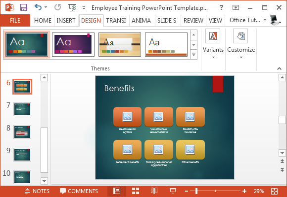 Change theme for employee training template