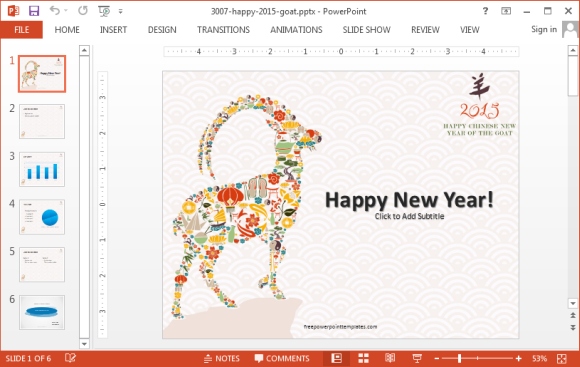 Chinese goat new year 2015 PowerPoint template