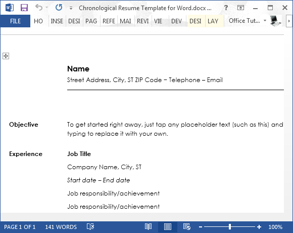 chronological-resume-template-for-word