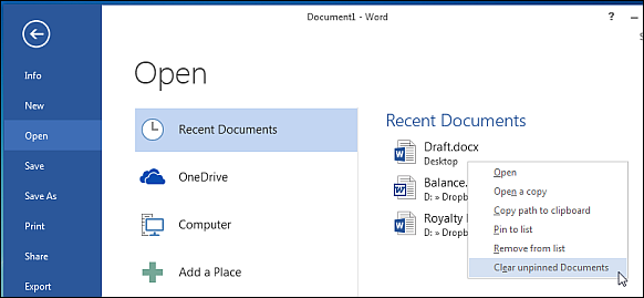 Clear unpinned documents