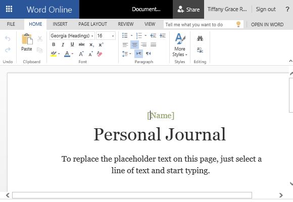 Cloud Based Personal Journal for Word Online