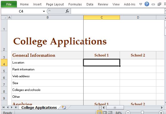 College Comparison Template from freeofficetemplates.com