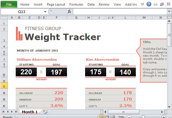 Compare Weight Loss and Fitness Performance of Individuals in a Group
