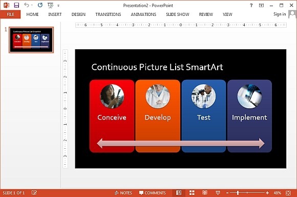 Continuous picture list template for PowerPoint