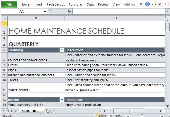 Create a Standard Maintenance Schedule For Your Home