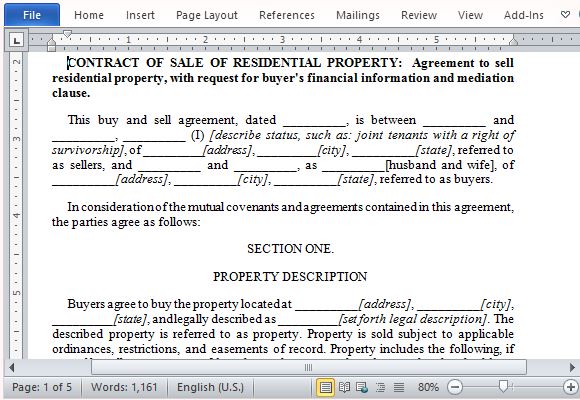 Detailed and Well-Written Contract for Sale of Residential Property