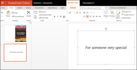 Edit Birthday template using PowerPoint Online