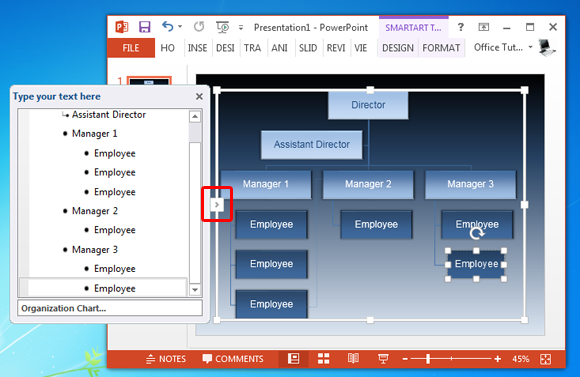 Edit org chart slide