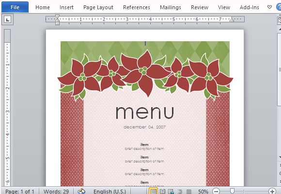 Elegant Yet Festive Christmas Themed Menu